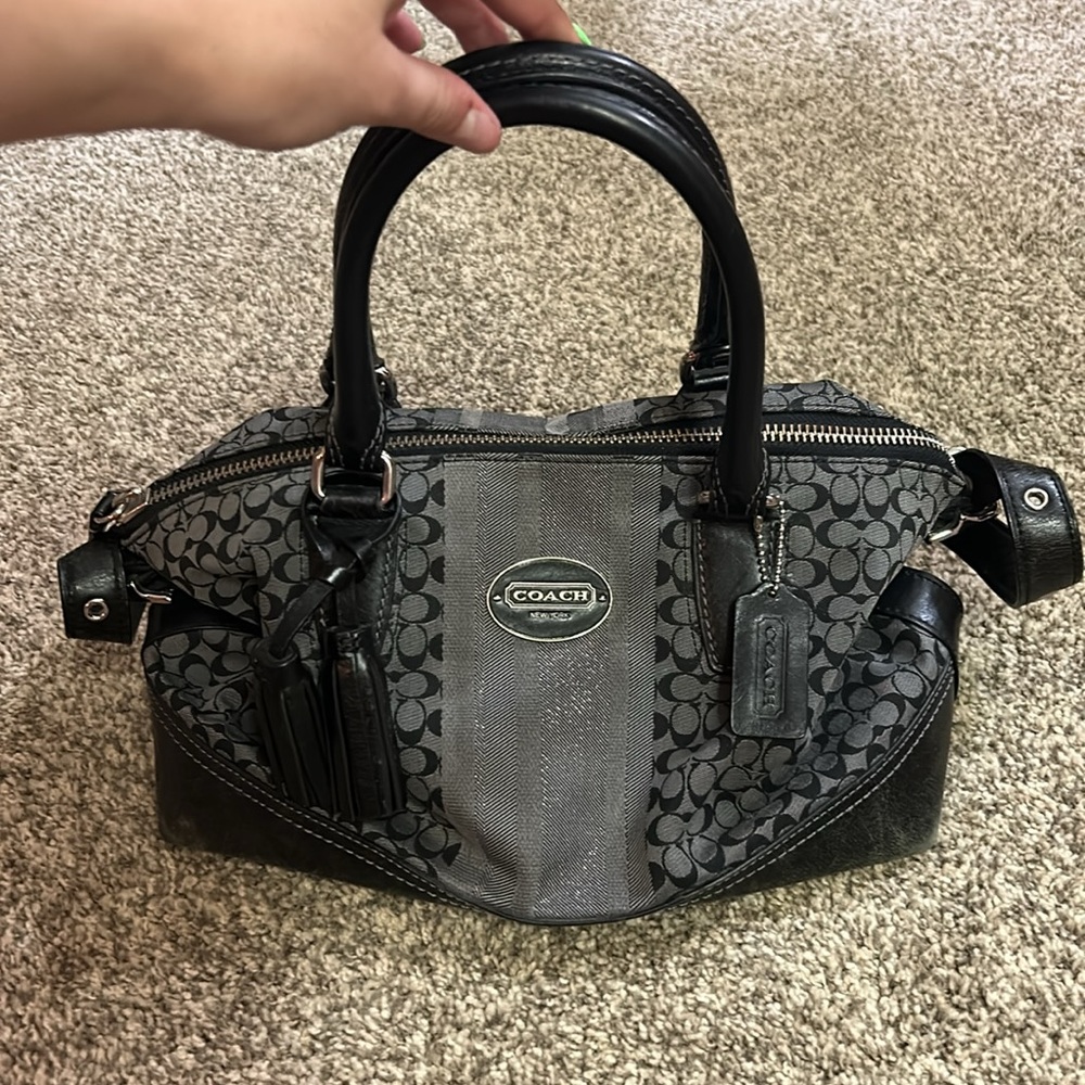 Black leather Coach hand bag